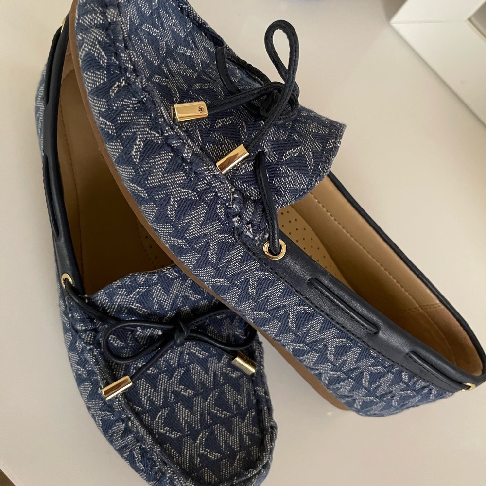 MK denim mocccasin flats